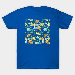 Orange lemon mint and ice pattern T-Shirt